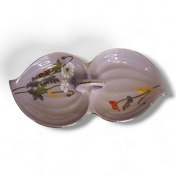 Beautiful Vintage Toko Japan Two-Sided Ceramic Trinket Tray Dish, 10"w Lavender - Picture 3 of 11